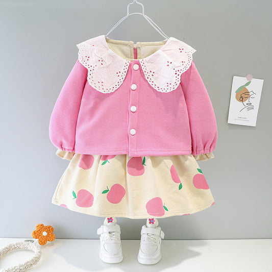 AM0918-01 فستان مع جكيت مبطن فرو بالكامل