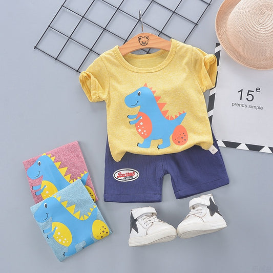 SA-033 طقم ولادي قطني قطعتين ( بلوزة + شورت)