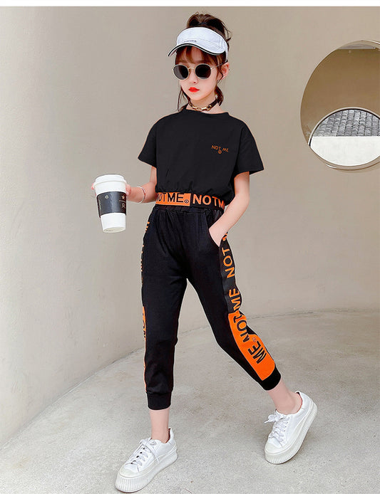 AO0507-111 طقم سبورت بناتي صيفي قطعتني ( بلوزة + بنطلون )