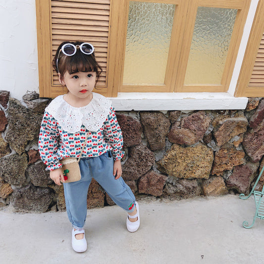 AS-1483G طقم بناتي ( قميص + بنطلون جينز)