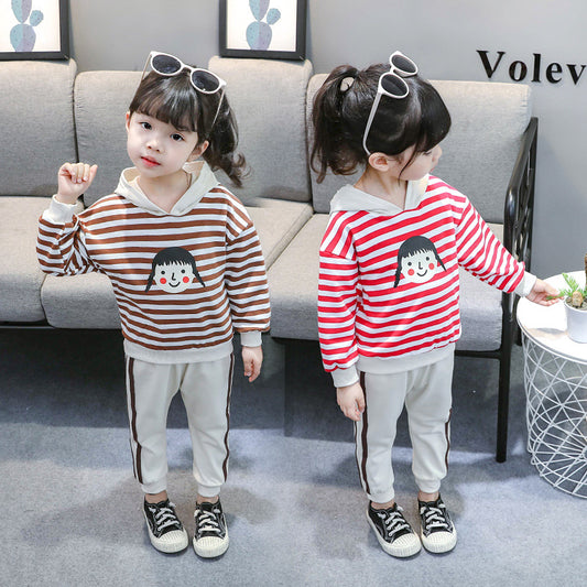 AS-1493G طقم بناتي قطني قطعتين ( بلوزة + بنطلون )