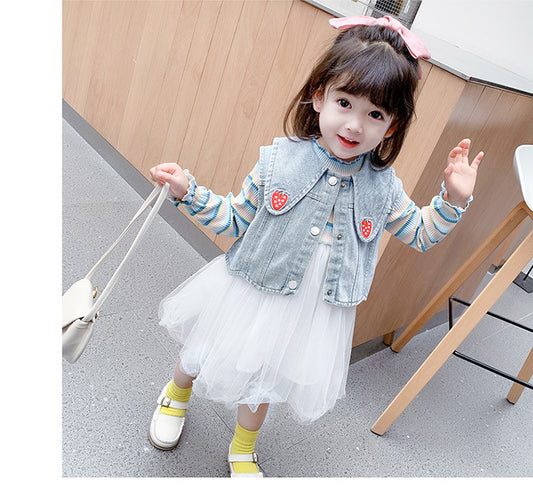 AO0111-15 فستان بناتي مع فست جينز