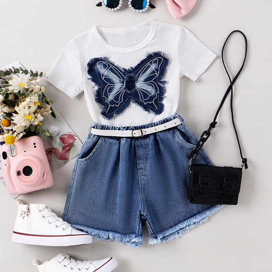 EU120424-32 طقم صيفي قطعتين ( بلوزة + شورت)