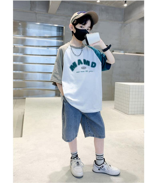 FU14042024-60 طقم ولادي صيفي قطعتين ( بلوزة + بنطلون)