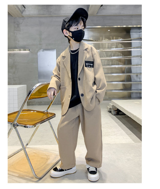 RM1227-26 طقم رسمي بجي قطعتين ( جكيت + بنطلون)