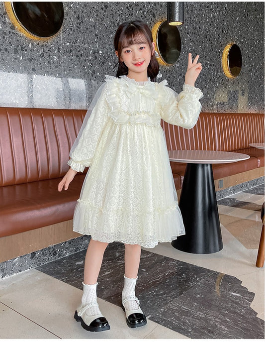 RM1231-05 فستان بناتي ناعم مزين باللولو لأعياد الميلاد والحفلات