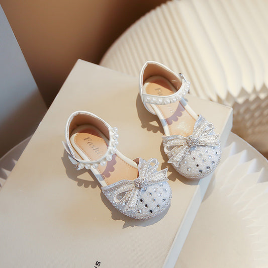 WDY260924-3 صندل بناتي مزين بالدانتيل والستراس واللولو