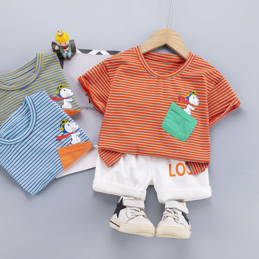 SS-2263B طقم ولادي قطعتين ( بلوزة + شورت)