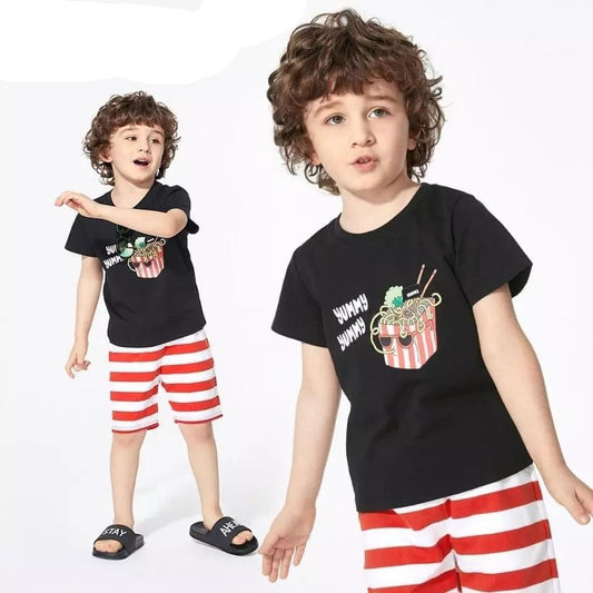 ST-009 طقم قطني ولادي قطعتين ( بلوزة قطنية + بنطلون قطني)