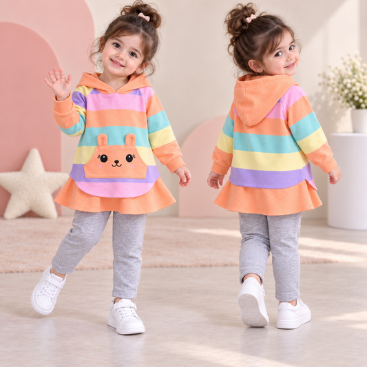AO1023-68 طقم قطني قطعتين ( بلوزة قطنية + بنطلون مع تنورة)