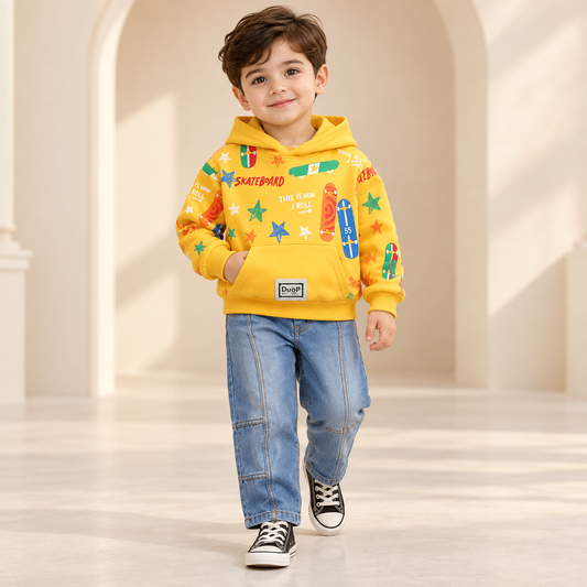 RM231223-42 طقم جينز ولادي قطعتين ( بلوزة قطنية + بنطلون جينز )