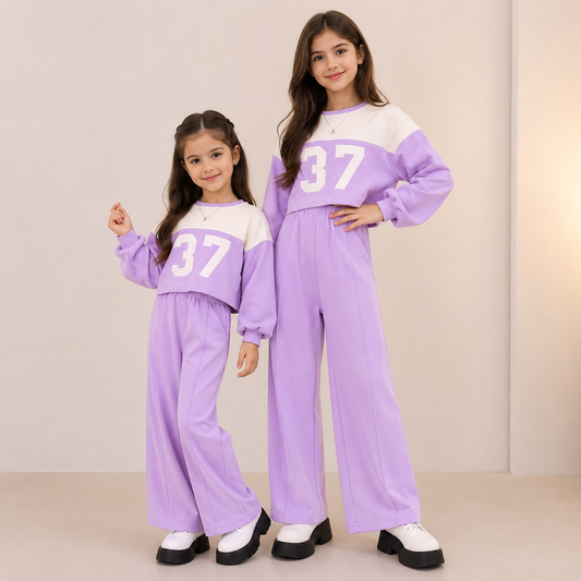 AO0508-83 طقم بناتي سبورت ( بلوزة + بنطلون)