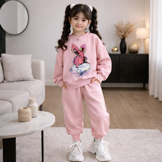 طقم سبورت ديزني قطعتين ( بلوزة + بنطلون ) قماش تقيل خريفي AO0508-264