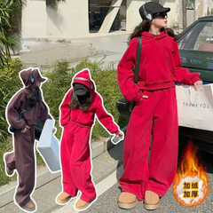 WZH191124-35 بدلة بناتي شتوية سميكة مبطنة فرو قطعتين ( بلوزة + بنطلون)