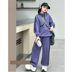 WZH191124-19 بدلة قطن تقيل شتوي ومبطنة من الداخل بالكامل فرو قطعتين ( بلوزة + بنطلون)