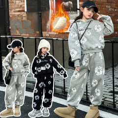 WZH191124-28 بدلة الشتاء والثلوج سميكة مبطنة فرو قطعتين ( بلوزة + بنطلون)