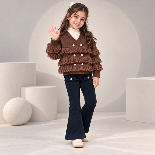 RM171223-19 طقم شتوي تقيل ( بلوزة صوفيه ثقيلة + بنطلون جينز مبطن فرو )