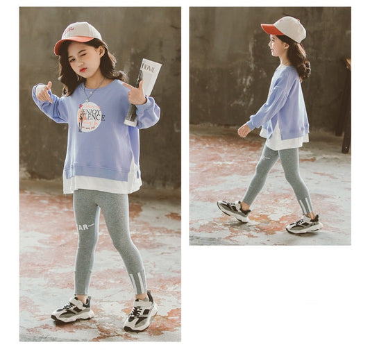 AO0505-07 بدلة رياضة قطنية عالية الجودة قطعتين ( بلوزة + بنطلون فيزون) ربيعية خريفية