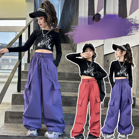 RM150424-11 طقم بناتي كاجول قطعتين( بلوزة + بنطلون )