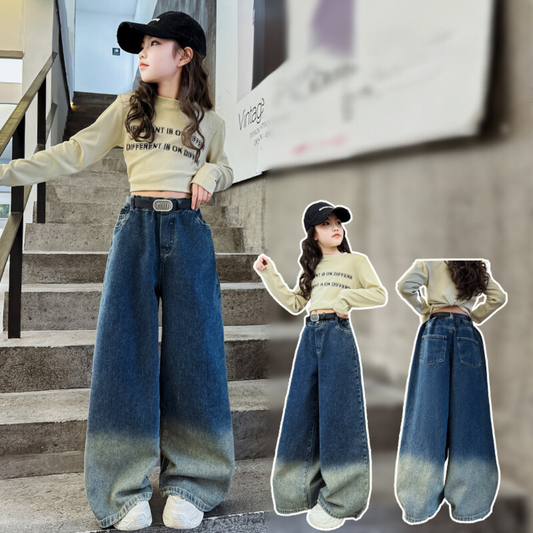 RM150424-17  طقم بناتي ربيعي قطعتين (بلوزة + بنطلون )