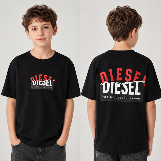تيشيرت ولادي Diesel صيفي – قطن ناعم بتصميم أمامي وخلف
 Aqa200526-02D