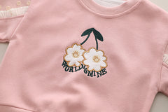 SSN040924-60 طقم بناتي خريفي ربيعي قطعتين ( بلوزة + بنطلون جينز)