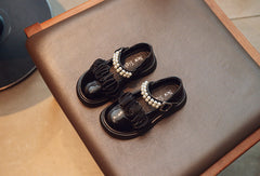 WDY260924-6 حذاء بناتي للأعياد والمناسبات مزين باللولو طبي ومريح