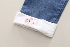 SSN040924-50 طقم بناتي كيتي 3 قطع ( فست صوف + قميص + بنطلون جينز )