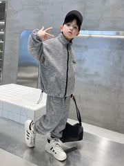 WZ261124-9 بدلة خريفي شتوي مصوفة تقيلة كتير قطعتين ( جكيت + بنطلون)