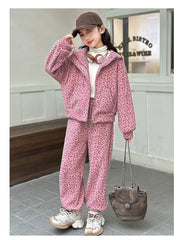 WZH191124-23 بدلة سميكة شتوي مبطنة فرو ( جكيت + بنطلون)