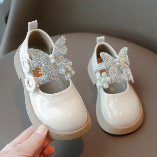 WDY260924-12 حذاء الفراشة بناتي مزين بالستراس للأعياد والمناسبات قالب مريح