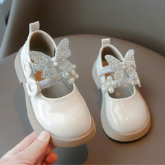 WDY260924-12 حذاء الفراشة بناتي مزين بالستراس للأعياد والمناسبات قالب مريح