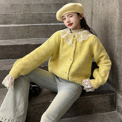 WZH191124-26 طقم قطعتين ( جكيت صوف بالدانتيل + بنطلون جينز )