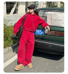 WZH191124-35 بدلة بناتي شتوية سميكة مبطنة فرو قطعتين ( بلوزة + بنطلون)