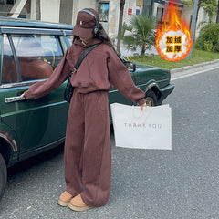 WZH191124-35 بدلة بناتي شتوية سميكة مبطنة فرو قطعتين ( بلوزة + بنطلون)