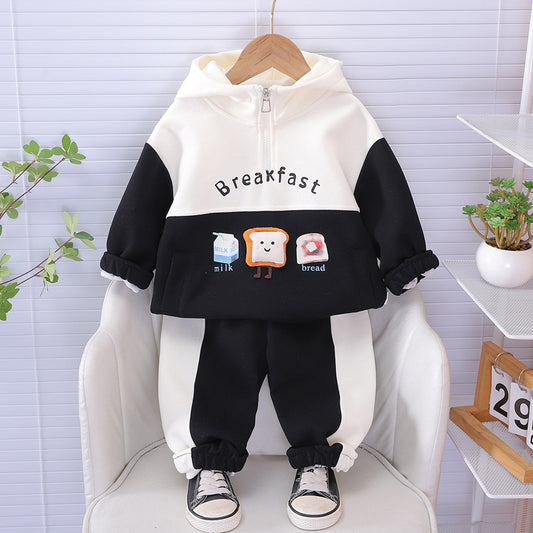 SSX220824-181 ترينج قطن دافي ربيعي خريفي قطعتين ( بلوزة + بنطلون)