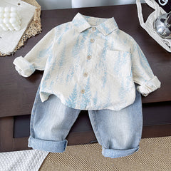 SSX220824-126 طقم قطعتين ( قميص + بنطلون جينز )