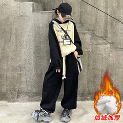 WZH191124-44 بدلة شتوي سميكة مبطنة فرو بالكامل قطعتين ( بلوزة + بنطلون)