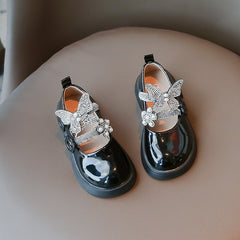 WDY260924-12 حذاء الفراشة بناتي مزين بالستراس للأعياد والمناسبات قالب مريح