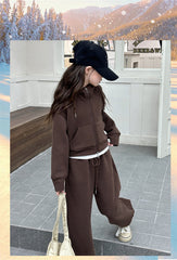 WZH191124-2 ترينج شتوي تقيل مبطن فرو (جكيت+ بنطلون)