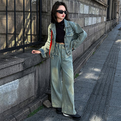 WZH191124-16 طقم جينز قطعتين ( جكيت + بنطلون )