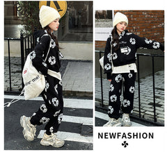 WZH191124-28 بدلة الشتاء والثلوج سميكة مبطنة فرو قطعتين ( بلوزة + بنطلون)