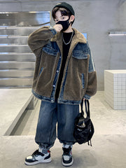 WZH301124-61 طقم شتوي ولادي قطعتين ( جكيت + بنطلون ) مبطن فرو تقيل بالكامل مناسب للثلج والاجواء شديدة البرد