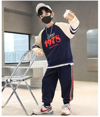 WZS040924-5 طقم قطني سبورت ترينج خريفي ربيعي ولادي قطعتين ( بلوزة + بنطلون)