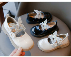 WDY260924-12 حذاء الفراشة بناتي مزين بالستراس للأعياد والمناسبات قالب مريح