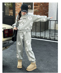 WZH191124-28 بدلة الشتاء والثلوج سميكة مبطنة فرو قطعتين ( بلوزة + بنطلون)