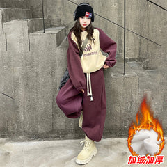 WZH191124-44 بدلة شتوي سميكة مبطنة فرو بالكامل قطعتين ( بلوزة + بنطلون)