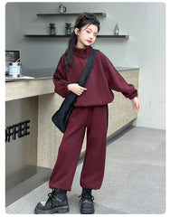 WZH191124-19 بدلة قطن تقيل شتوي ومبطنة من الداخل بالكامل فرو قطعتين ( بلوزة + بنطلون)