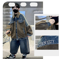 WZH301124-61 طقم شتوي ولادي قطعتين ( جكيت + بنطلون ) مبطن فرو تقيل بالكامل مناسب للثلج والاجواء شديدة البرد