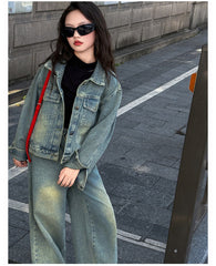 WZH191124-16 طقم جينز قطعتين ( جكيت + بنطلون )